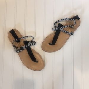 Niccolo Vacari Black Gray Zebra Flat Sandals